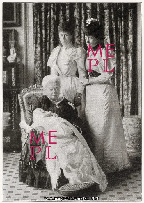  : Four Generations Queen Victoria with Princess Alexandra & Princess Mary and great-grandson Prince Edward 1894