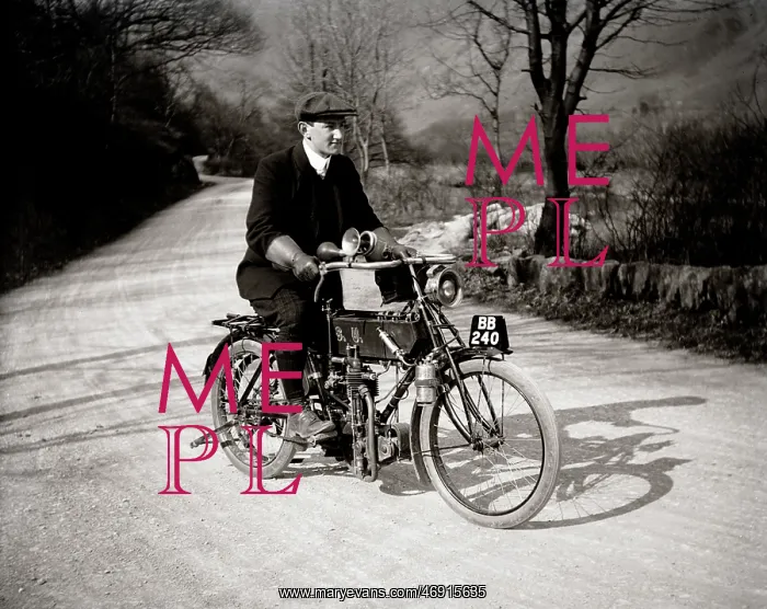: Gentleman on 1904 NSU motorcycle : Gentleman on 1904 NSU motorcycle