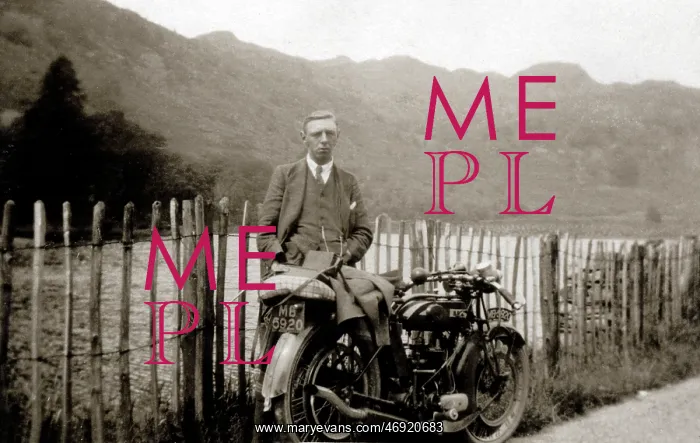 : Gentleman with his 1922 BSA motorcycle : Gentleman with his 1922 BSA motorcycle