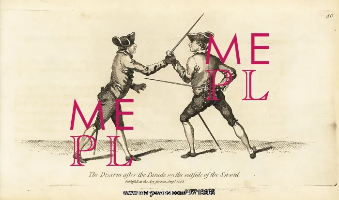 : Gentleman fencer disarming his opponent : Gentleman fencer disarming his opponent