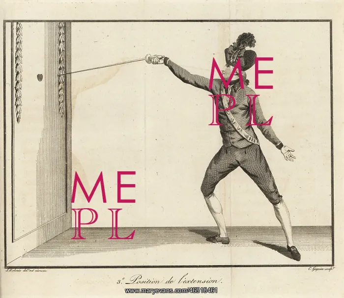 : Gentleman fencer in third position of extension : Gentleman fencer in third position of extension