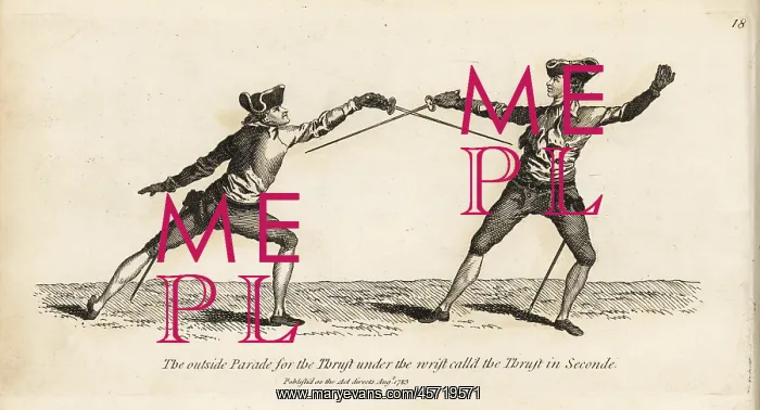 : Gentleman fencer in the position of the Thrust in Seconde : Gentleman fencer in the position of the Thrust in Seconde
