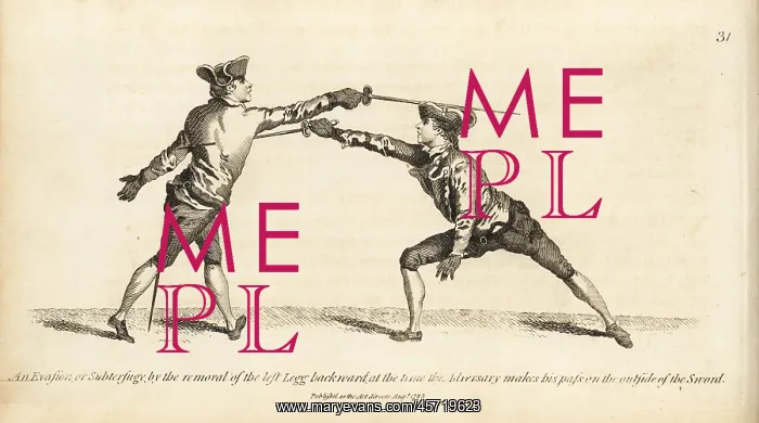: Gentleman fencer running through an opponent : Gentleman fencer running through an opponent