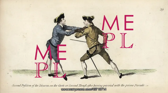 : Gentleman fencer in the second position of : Gentleman fencer in the second position of