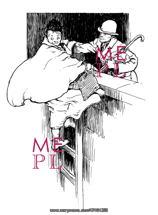 : A gentleman helps an old lady up a ladder and over a wall : A gentleman helps an old lady up a ladder and over a wall