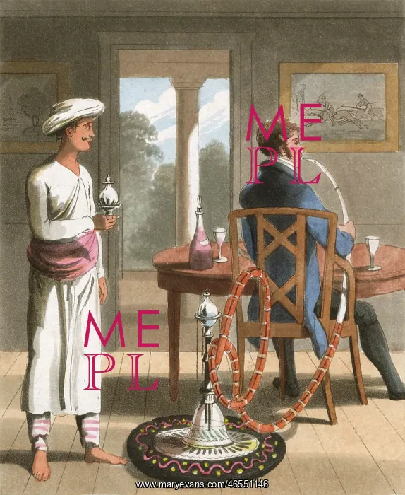 : Gentleman with his Hookah-Burdar or Pipe-Bearer : Gentleman with his Hookah-Burdar or Pipe-Bearer