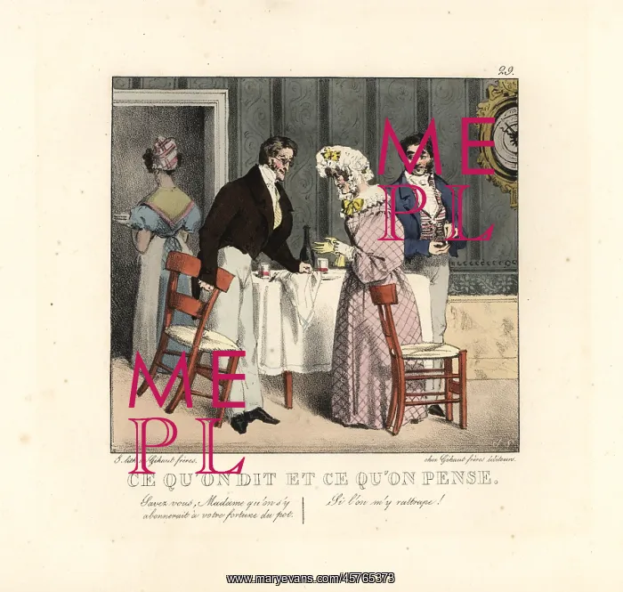 : Gentleman and old lady standing at a table in a restaurant : Gentleman and old lady standing at a table in a restaurant