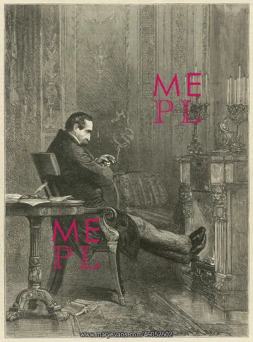 : Gentleman smoking a cigarette while deep in contemplation : Gentleman smoking a cigarette while deep in contemplation