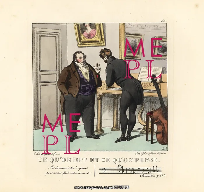 : Two gentlemen composers in a music room before : Two gentlemen composers in a music room before