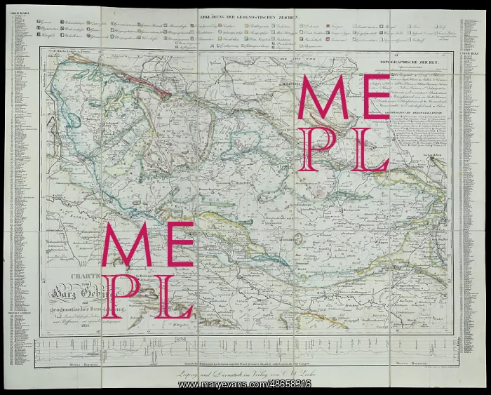 : Geognostic map of the Harz Mountains (1832) : Geognostic map of the Harz Mountains (1832)