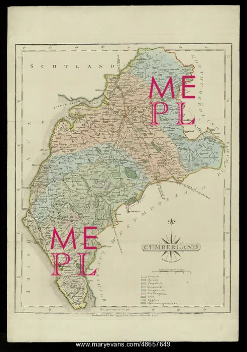 : Geological map of Cumberland (Fry, c.1814) : Geological map of Cumberland (Fry, c.1814)