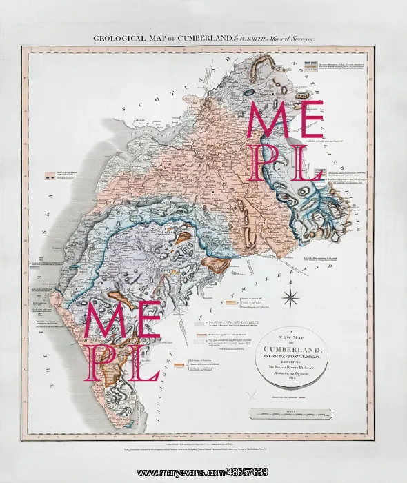 : Geological Map of Cumberland (William Smith, 1824) : Geological Map of Cumberland (William Smith, 1824)