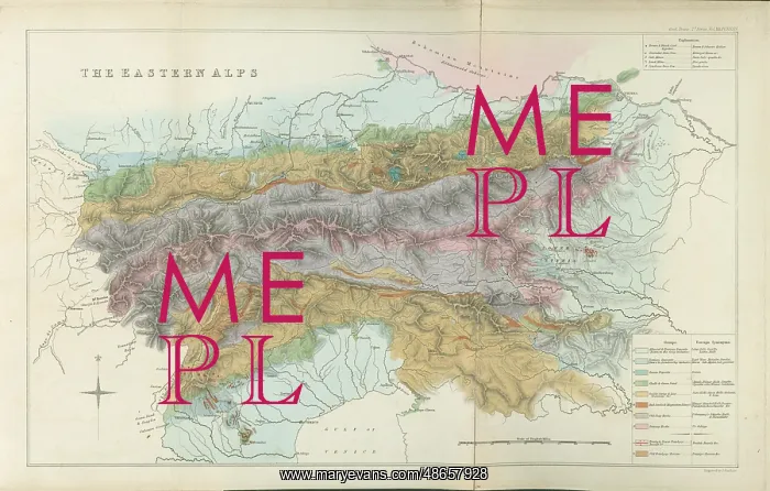 : Geological map of the eastern Alps (1832) : Geological map of the eastern Alps (1832)