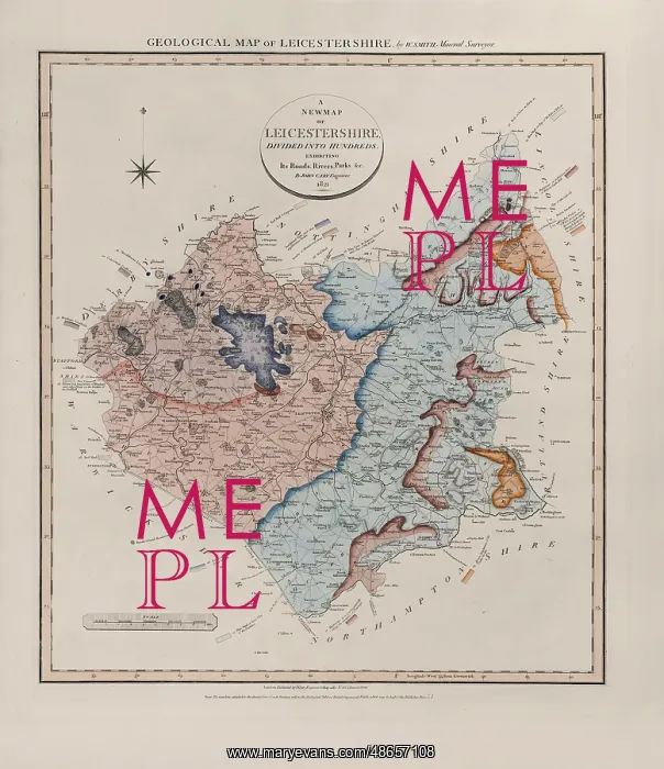 : Geological Map of Leicestershire (William Smith, 1822) : Geological Map of Leicestershire (William Smith, 1822)