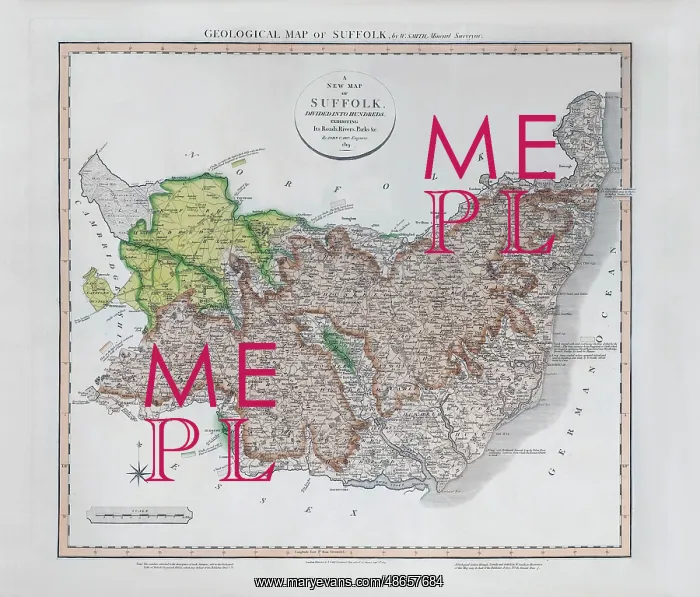 : Geological Map of Suffolk (William Smith, 1819) : Geological Map of Suffolk (William Smith, 1819)