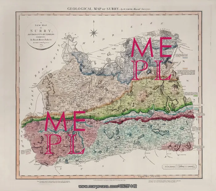  : Geological Map of Surry (William Smith, 1819)