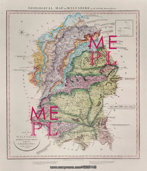 : Geological Map of Wiltshire (William Smith, 1819) : Geological Map of Wiltshire (William Smith, 1819)