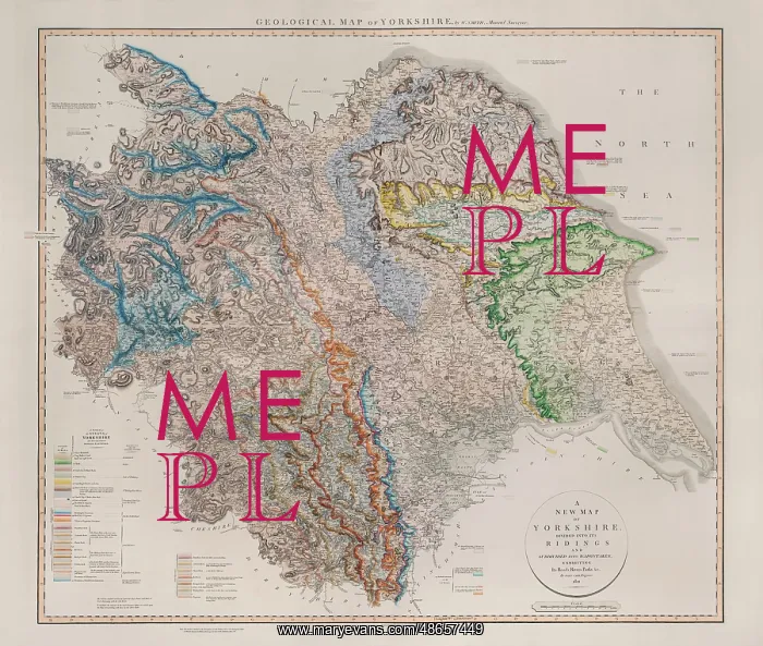 : Geological Map of Yorkshire (William Smith, 1821) : Geological Map of Yorkshire (William Smith, 1821)