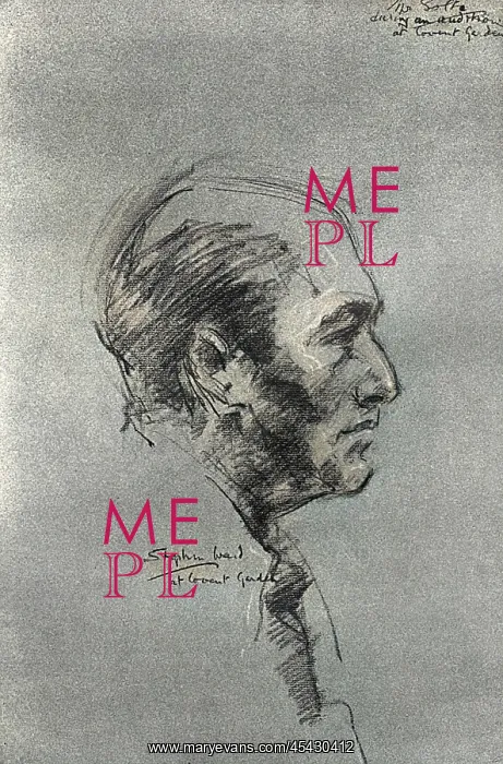 : Georg Solti, as sketched by Stephen Ward, 1961 : Georg Solti, as sketched by Stephen Ward, 1961