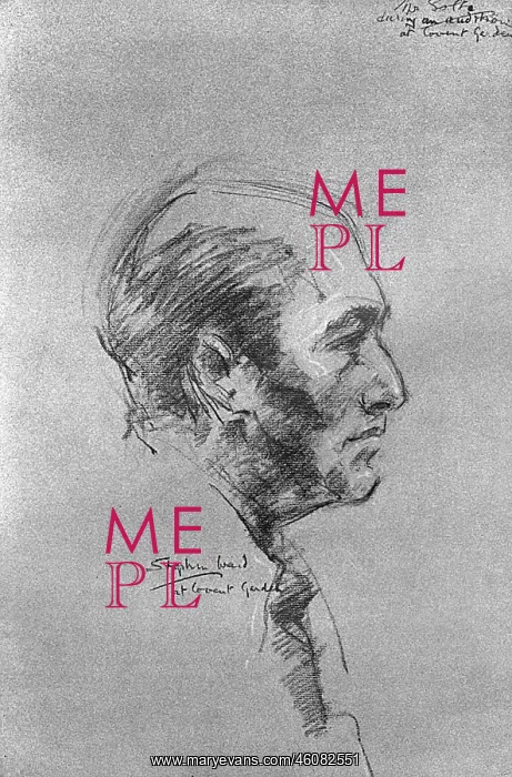 : Georg Solti, as sketched by Stephen Ward, 1961 : Georg Solti, as sketched by Stephen Ward, 1961