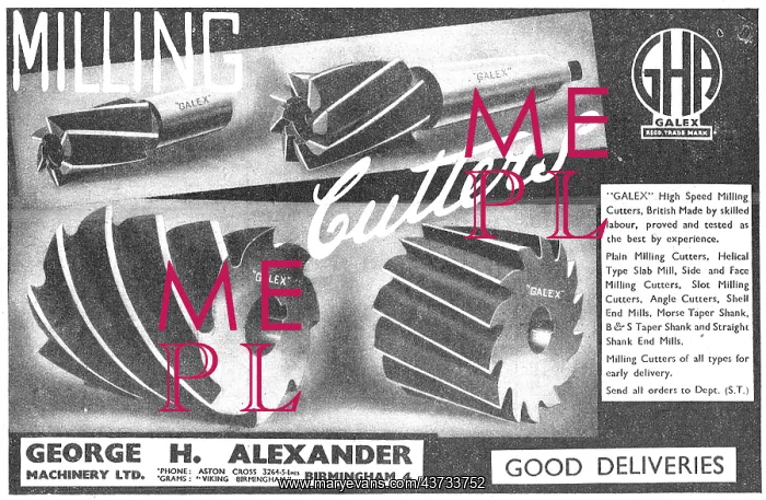 : George Alexander GALEX Milling Cutters : George Alexander GALEX Milling Cutters