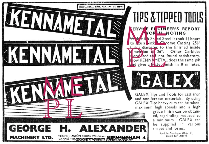 : George Alexander Machine Tool Cutting Tips : George Alexander Machine Tool Cutting Tips