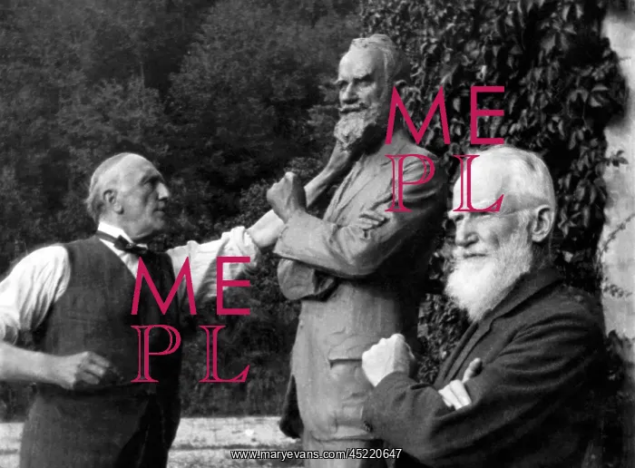 : George Bernard Shaw (right), poses by his ? : George Bernard Shaw (right), poses by his ?