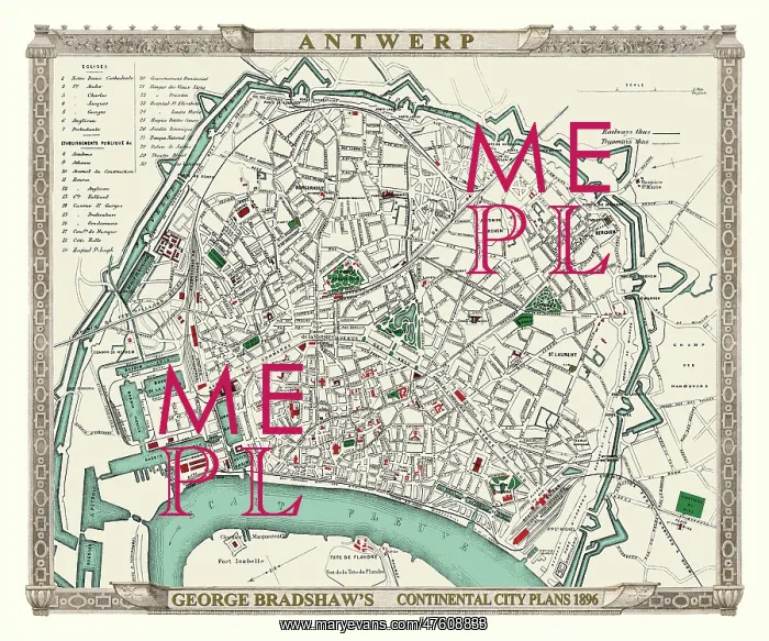 : George Bradshaw map of Antwerp, Belgium : George Bradshaw map of Antwerp, Belgium