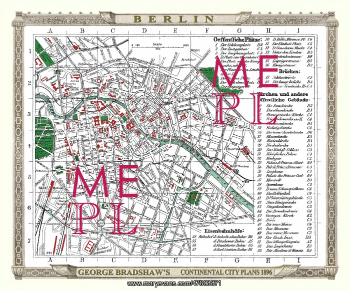 : George Bradshaw map of Berlin, Germany : George Bradshaw map of Berlin, Germany