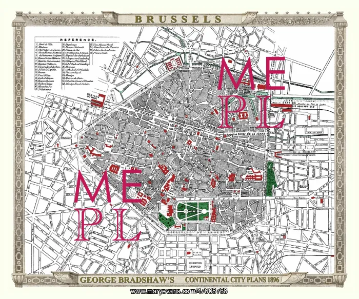 : George Bradshaw map of Brussels, Belgium : George Bradshaw map of Brussels, Belgium
