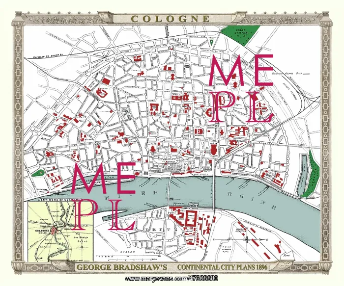 : George Bradshaw map of Cologne, Germany : George Bradshaw map of Cologne, Germany