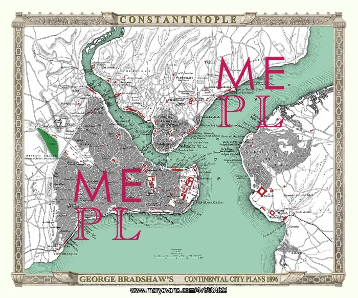 : George Bradshaw map of Constantinople, Ottoman Empire : George Bradshaw map of Constantinople, Ottoman Empire