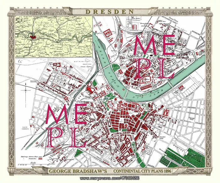 : George Bradshaw map of Dresden, Germany : George Bradshaw map of Dresden, Germany