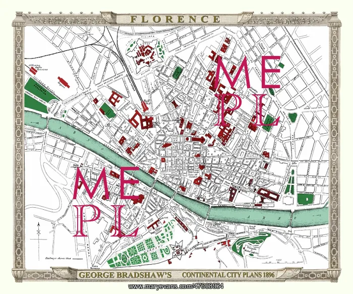 : George Bradshaw map of Florence, Italy : George Bradshaw map of Florence, Italy