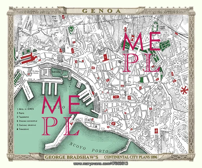 : George Bradshaw map of Genoa, Italy : George Bradshaw map of Genoa, Italy