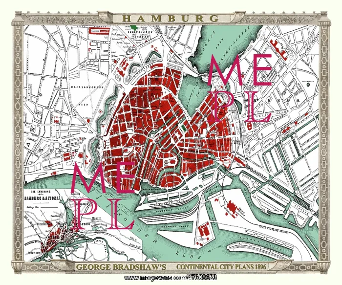 : George Bradshaw map of Hamburg, Germany : George Bradshaw map of Hamburg, Germany