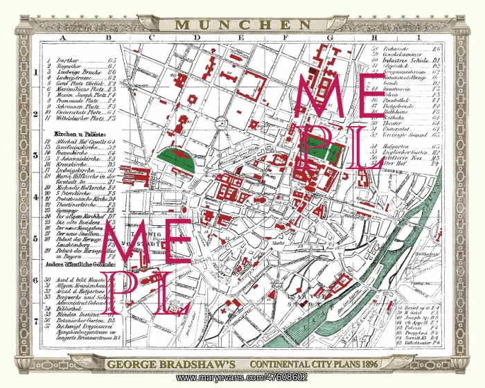 : George Bradshaw map of Munich, Germany : George Bradshaw map of Munich, Germany