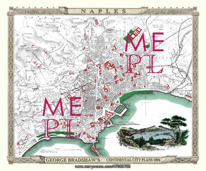 : George Bradshaw map of Naples, Italy : George Bradshaw map of Naples, Italy