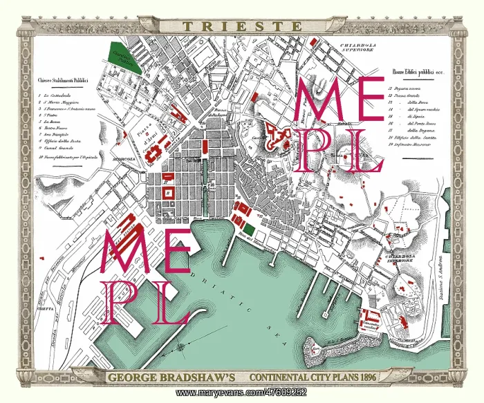 : George Bradshaw map of Trieste, Italy : George Bradshaw map of Trieste, Italy
