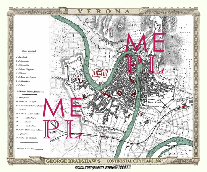 : George Bradshaw map of Venice, Italy : George Bradshaw map of Venice, Italy