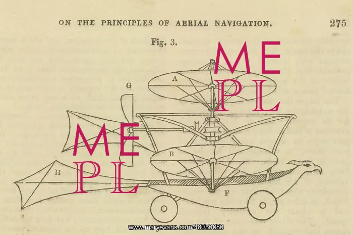 : George Cayley's design for a convertiplane Side elevation : George Cayley's design for a convertiplane Side elevation