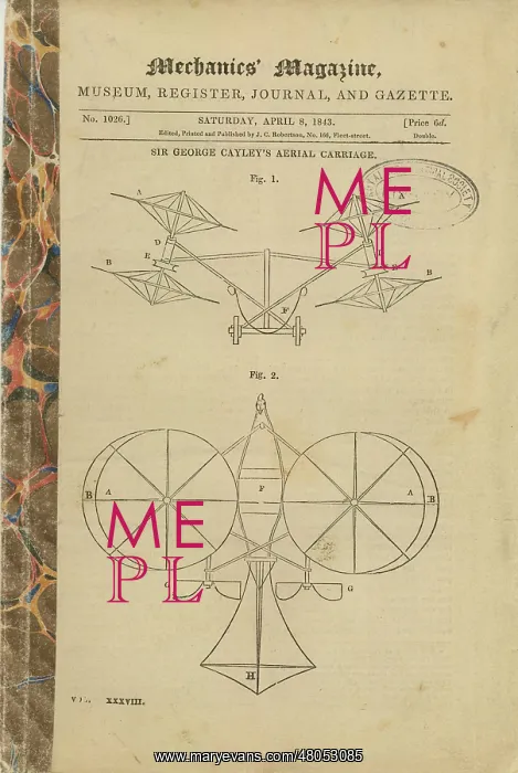 : George Cayley's design for a convertiplane Front elevation : George Cayley's design for a convertiplane Front elevation