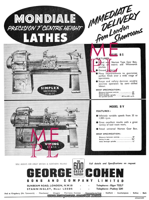 : George Cohen Machine Tools Mondiale Lathes : George Cohen Machine Tools Mondiale Lathes