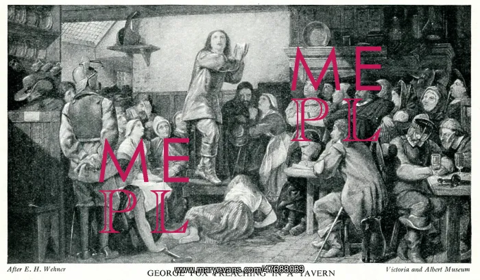 : George Fox, Quaker, preaching in a tavern : George Fox, Quaker, preaching in a tavern