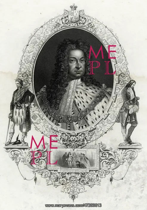  : GEORGE I (1660 - 1727), the vignette picture shows the countess of Derwentwater