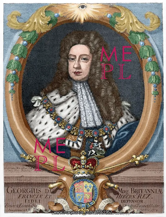 : George II (1683-1760). Engraving. Colored : George II (1683-1760). Engraving. Colored