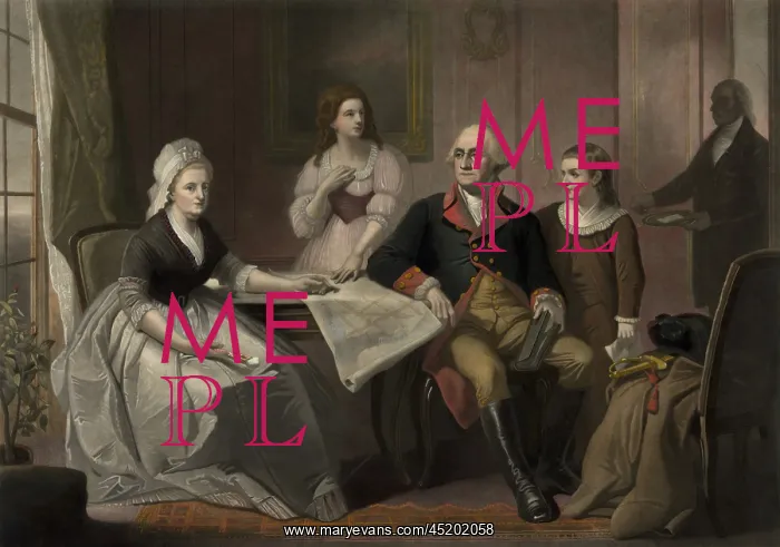 : George and Martha Washington sitting at ? : George and Martha Washington sitting at ?
