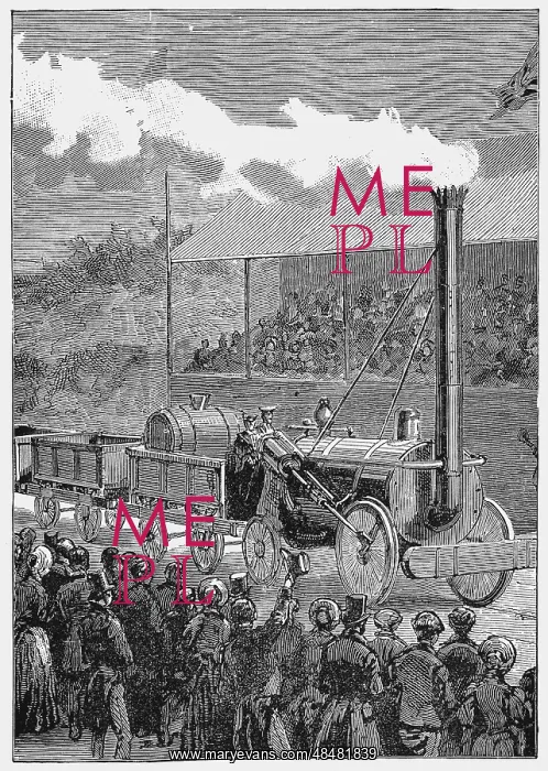 : George Stephenson's locomotive Rocket winning : George Stephenson's locomotive Rocket winning