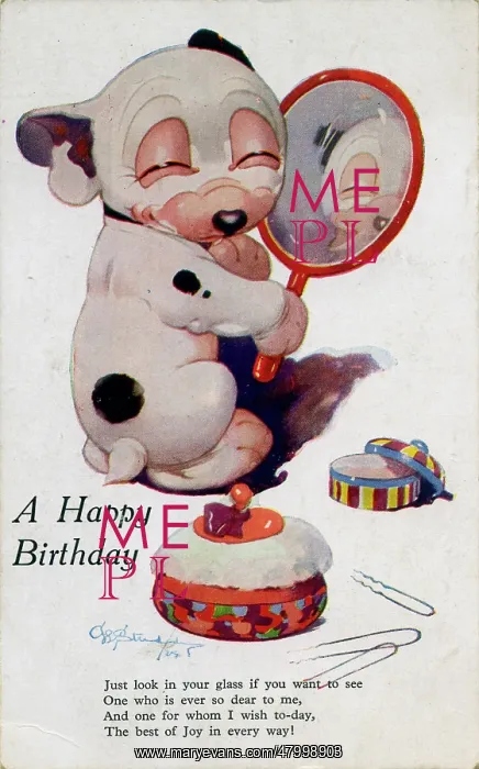 : George Studdy, Bonzo birthday postcard : George Studdy, Bonzo birthday postcard