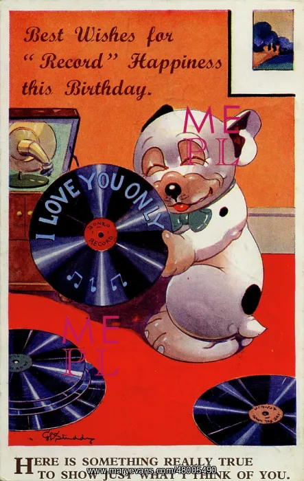 : George Studdy, Bonzo birthday postcard : George Studdy, Bonzo birthday postcard